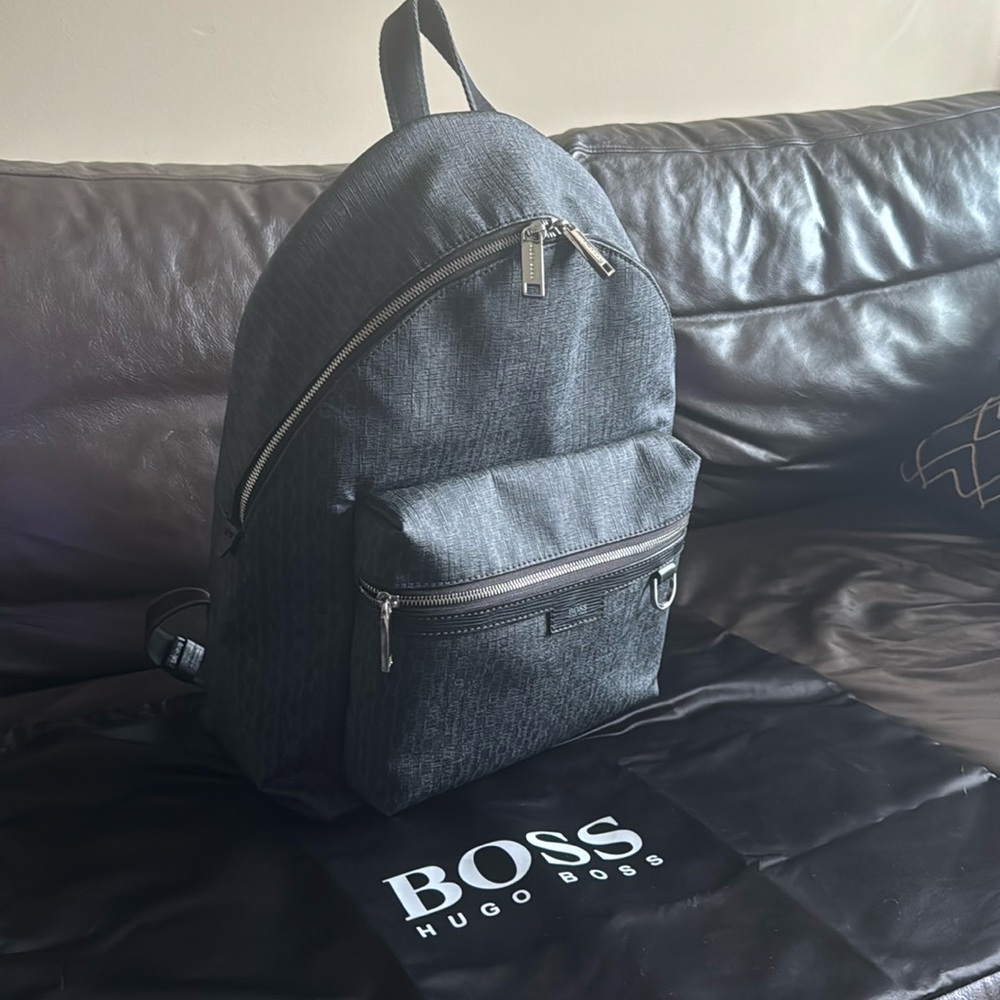 Hugo Boss monogram leather backpack